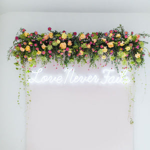 Pops of Pink Floral Backdrop with Wedding Chicks