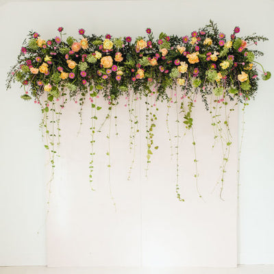 Pops of Pink Floral Backdrop with Wedding Chicks