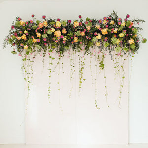 Pops of Pink Floral Backdrop with Wedding Chicks