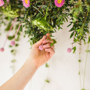 Pops of Pink Floral Backdrop with Wedding Chicks