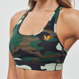 Power Sports Bra - Green Camo