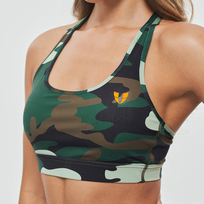 Power Sports Bra - Green Camo
