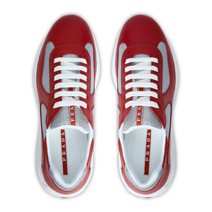 Prada Americas Cup Soft Rubber And Bike Fabric Red Silver Sneaker
