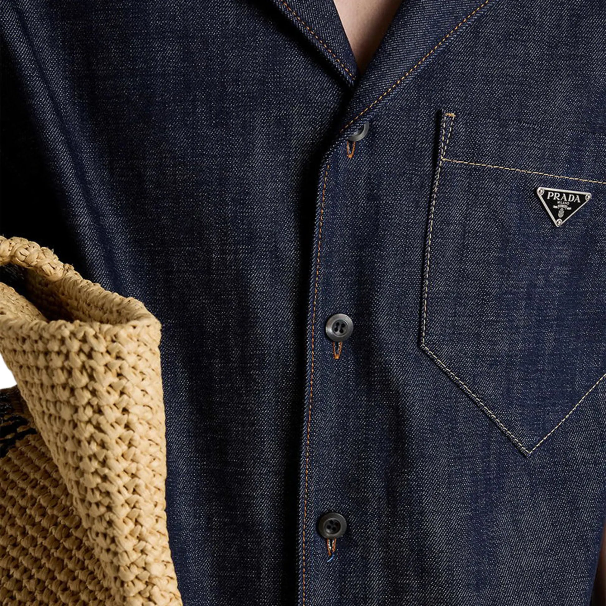 Prada Bowling Denim S/S Navy Shirt