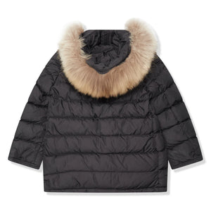 Preloved - Moncler Cluny Black Short Down 100% Real Fur Kids Parka Jacket