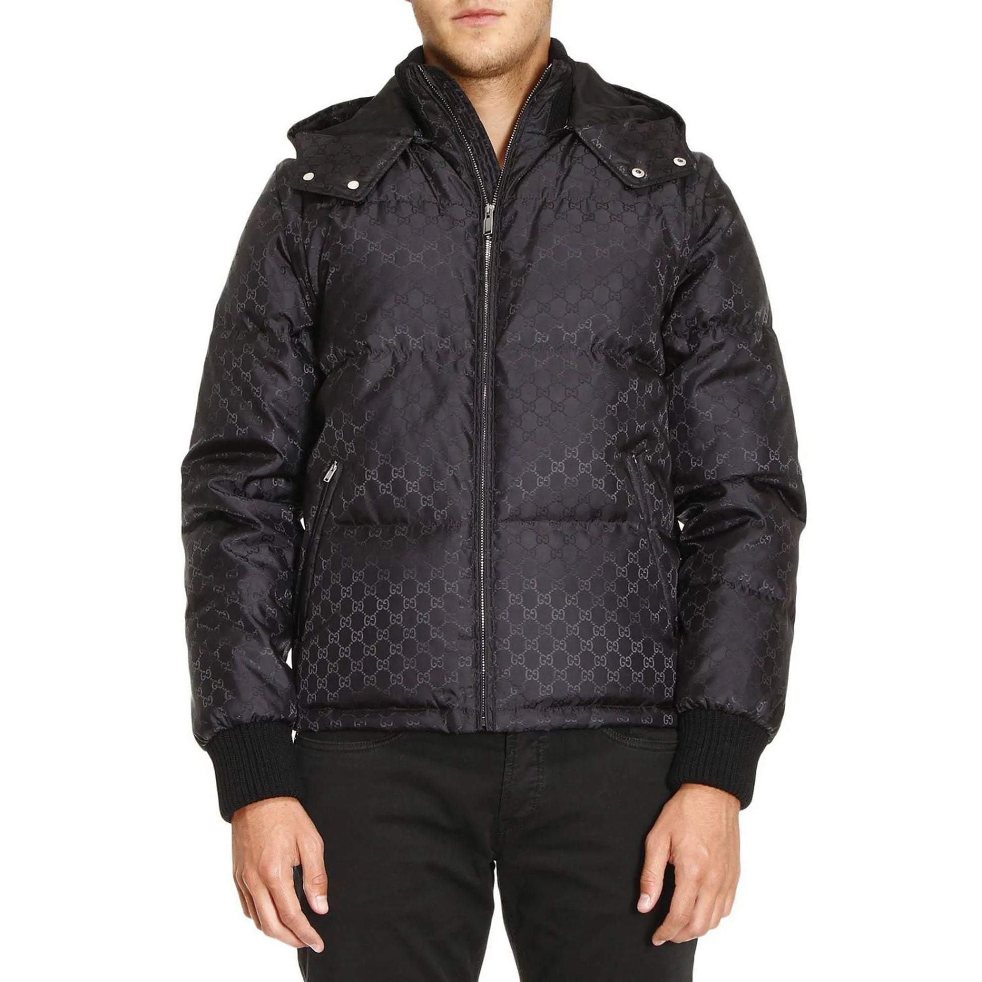 Preloved - Gucci GG Jacquard Removable Sleeves Down Jacket