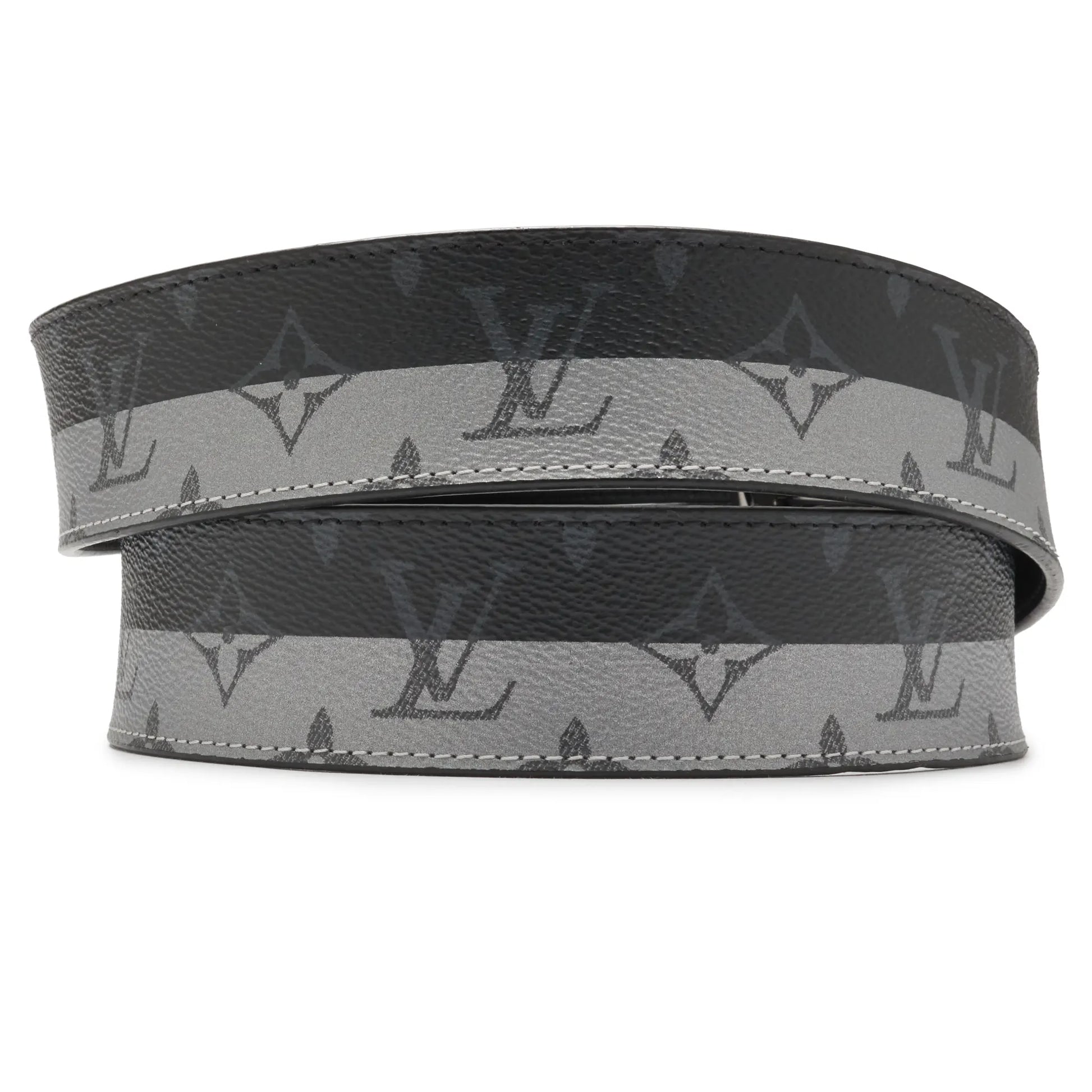 Preloved - Louis Vuitton LV Initiales Monogram Eclipse 40mm Silver Black Belt