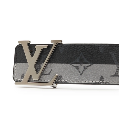 Preloved - Louis Vuitton LV Initiales Monogram Eclipse 40mm Silver Black Belt