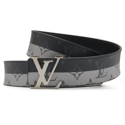 Preloved - Louis Vuitton LV Initiales Monogram Eclipse 40mm Silver Black Belt