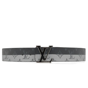 Preloved - Louis Vuitton LV Initiales Monogram Eclipse 40mm Silver Black Belt
