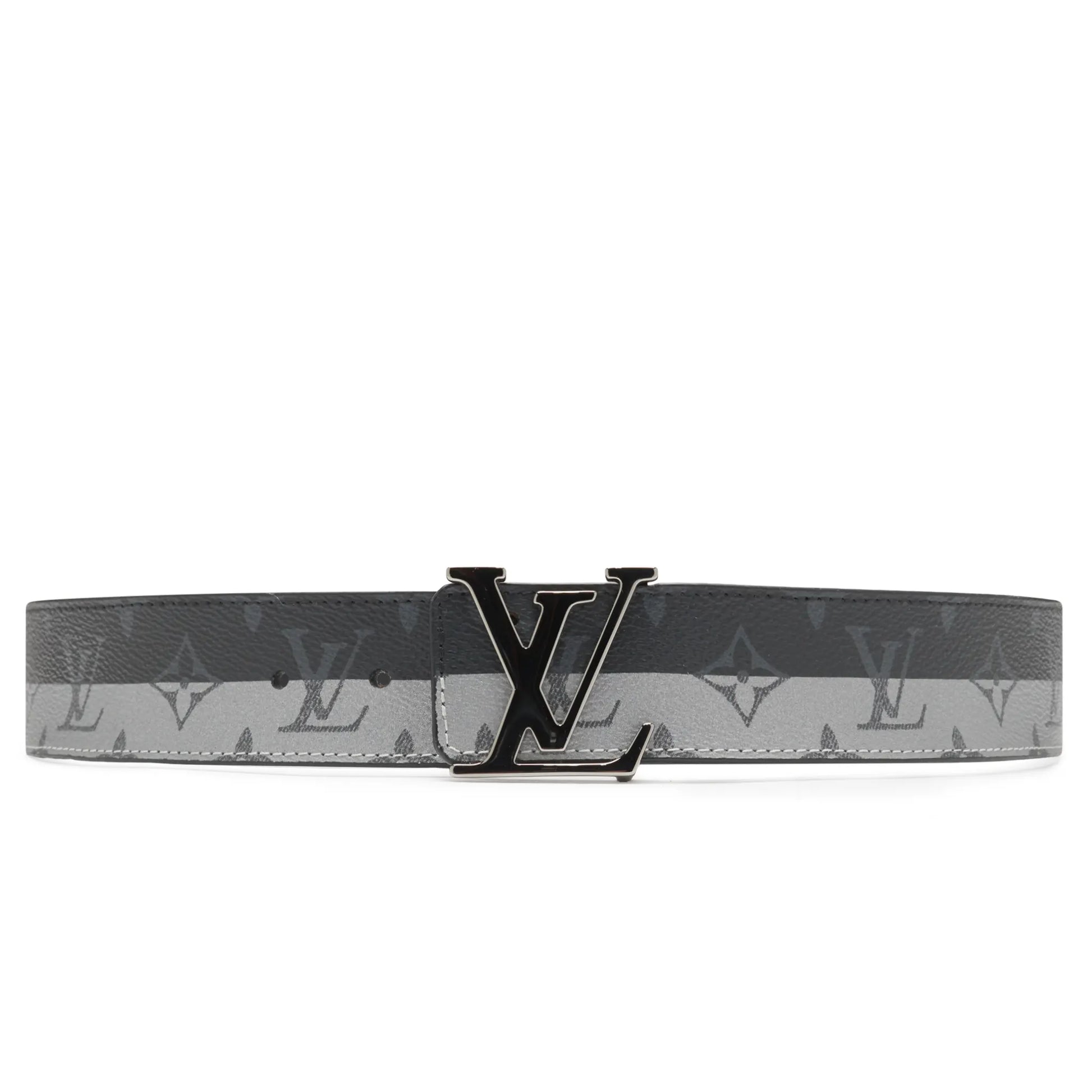 Preloved - Louis Vuitton LV Initiales Monogram Eclipse 40mm Silver Black Belt