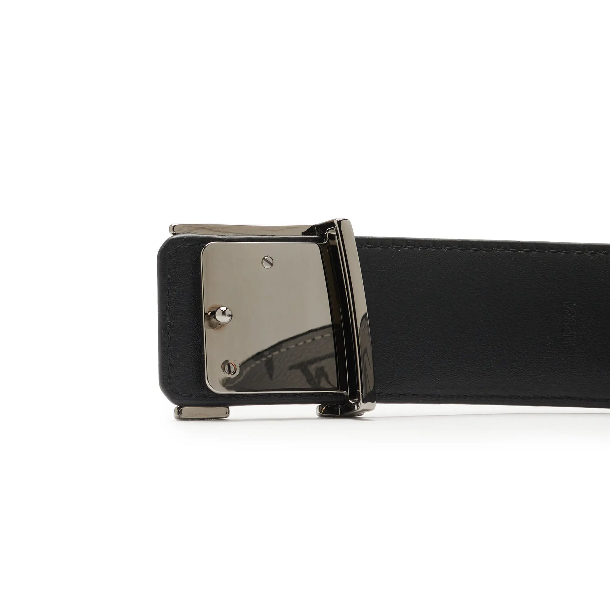 Preloved - Louis Vuitton LV Initiales Monogram Eclipse 40mm Silver Black Belt
