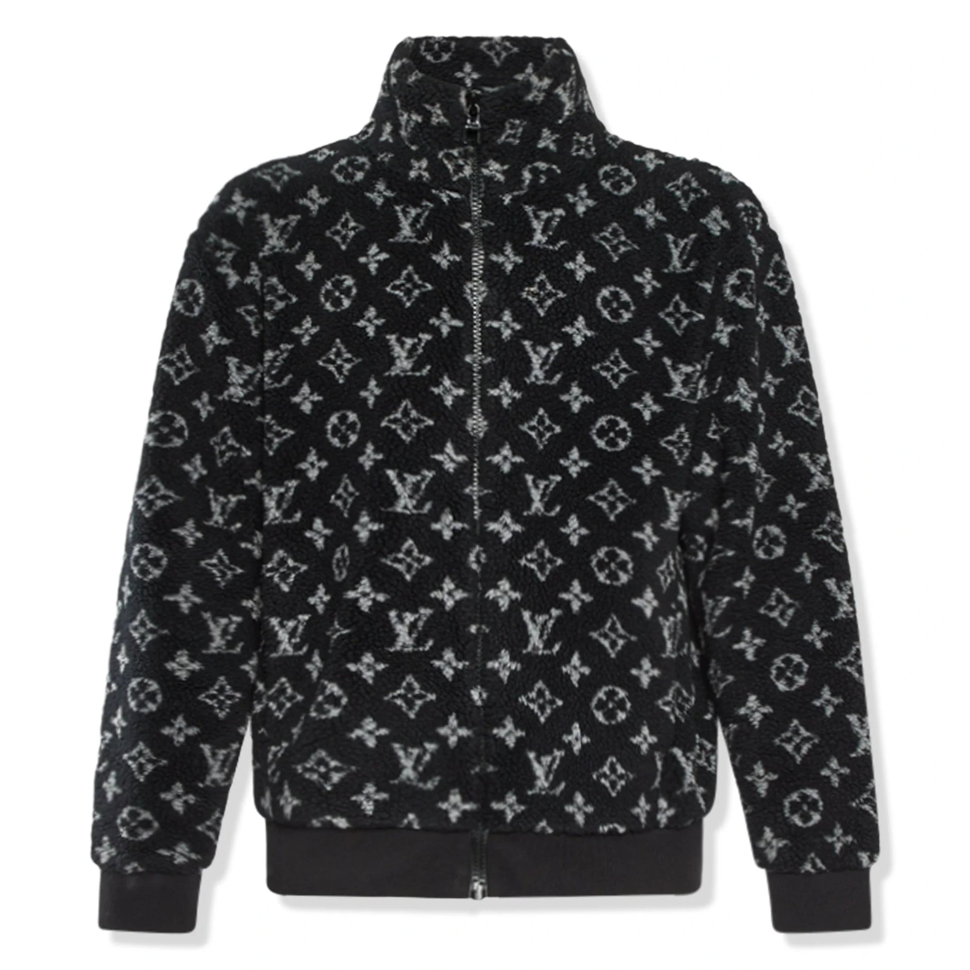 Preloved - Louis Vuitton Monogram Fleece Black Grey Zip-Up Jacket