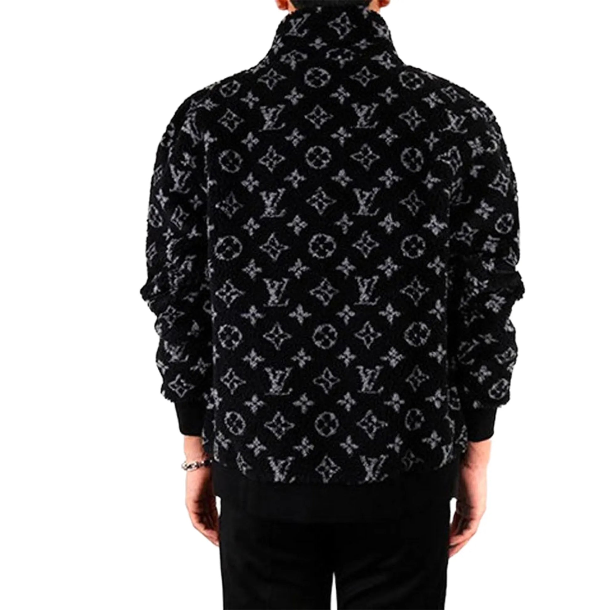 Preloved - Louis Vuitton Monogram Fleece Black Grey Zip-Up Jacket
