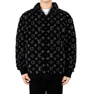Preloved - Louis Vuitton Monogram Fleece Black Grey Zip-Up Jacket