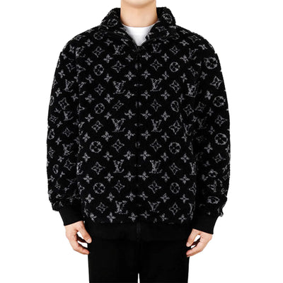 Preloved - Louis Vuitton Monogram Fleece Black Grey Zip-Up Jacket