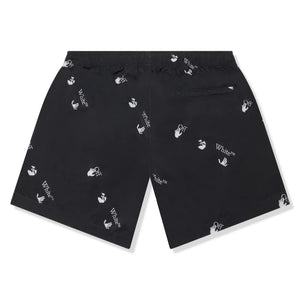 Preloved - Off-White Hands Off Print Black Swim Shorts