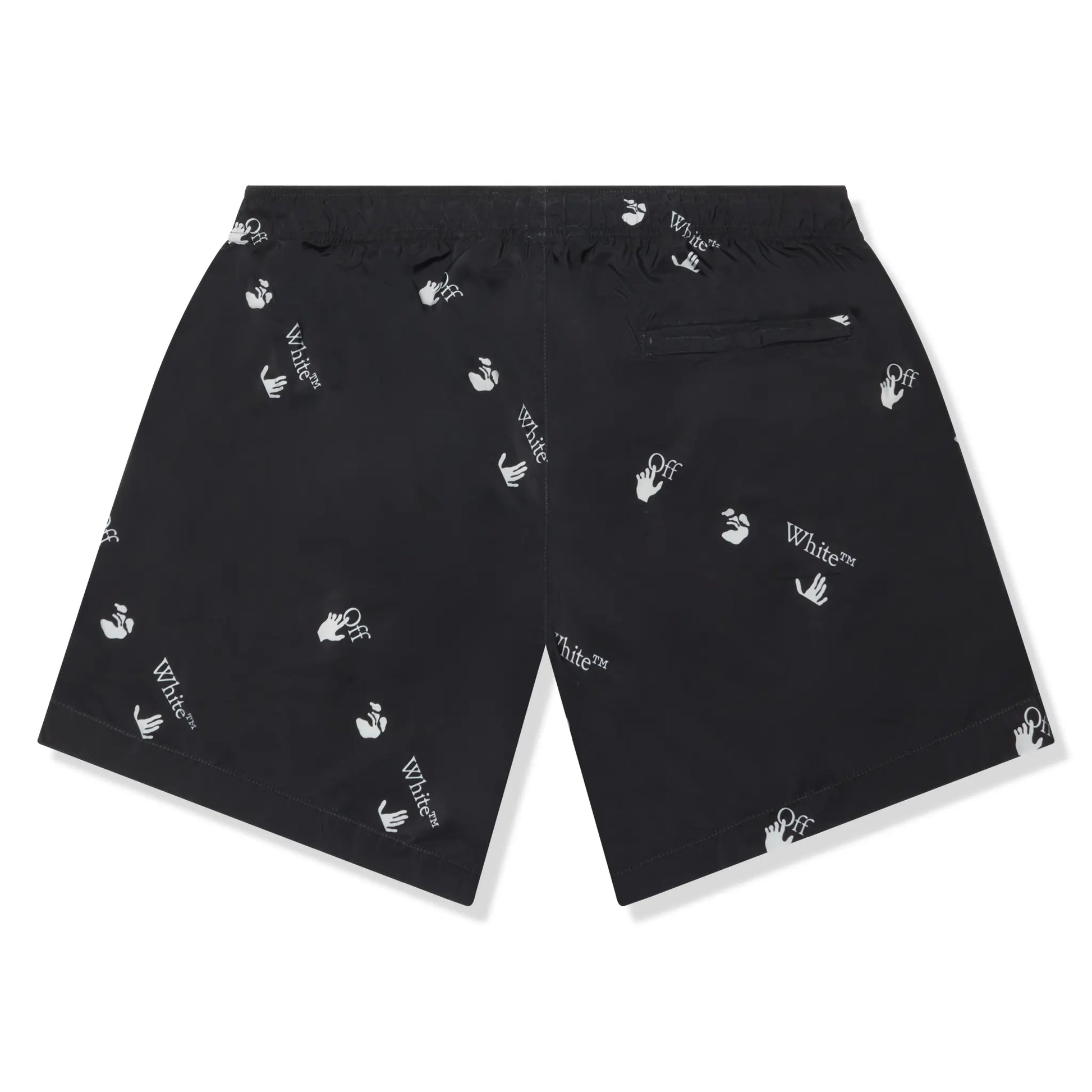 Preloved - Off-White Hands Off Print Black Swim Shorts