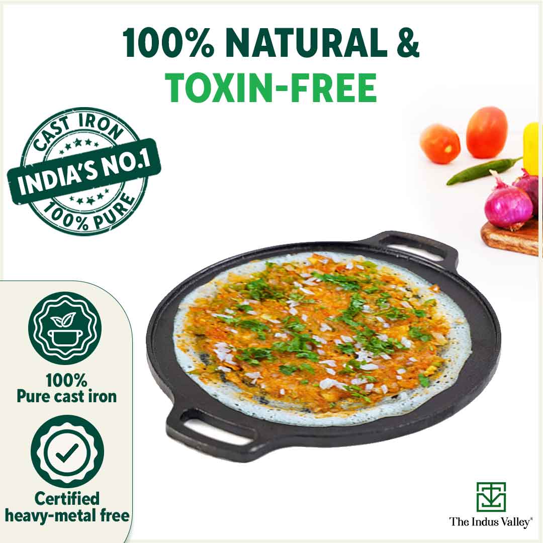 CASTrong Thick Cast Iron Kadai+Tawa+Free ₹110 Spatula,Kitchen set for Home, Pre-seasoned,100% Pure,Toxin-free