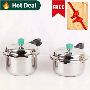 3L+5L RapidCuk Tri-ply Stainless Steel Pressure Cooker Combo+ Free ₹600 Wood Chopping Board, Premium Quality, 3 Layer Thick Body, Heavy Bottom, 5Yr Warranty, ISI Certified, Induction & Gas