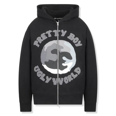 Pretty Boy Ugly World Black Zip-Up Hoodie