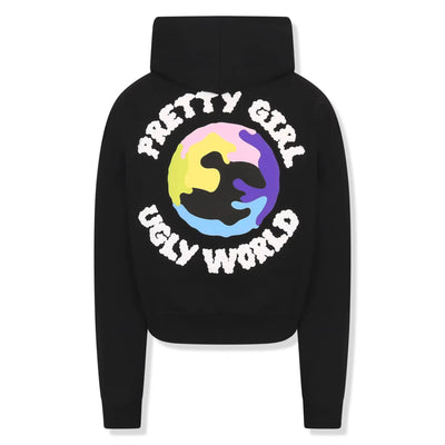 Pretty Girl Ugly World Cropped Black Hoodie (W)