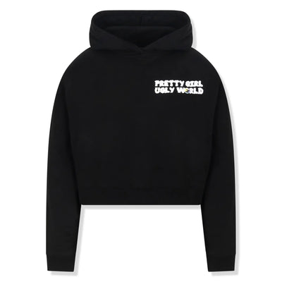 Pretty Girl Ugly World Cropped Black Hoodie (W)