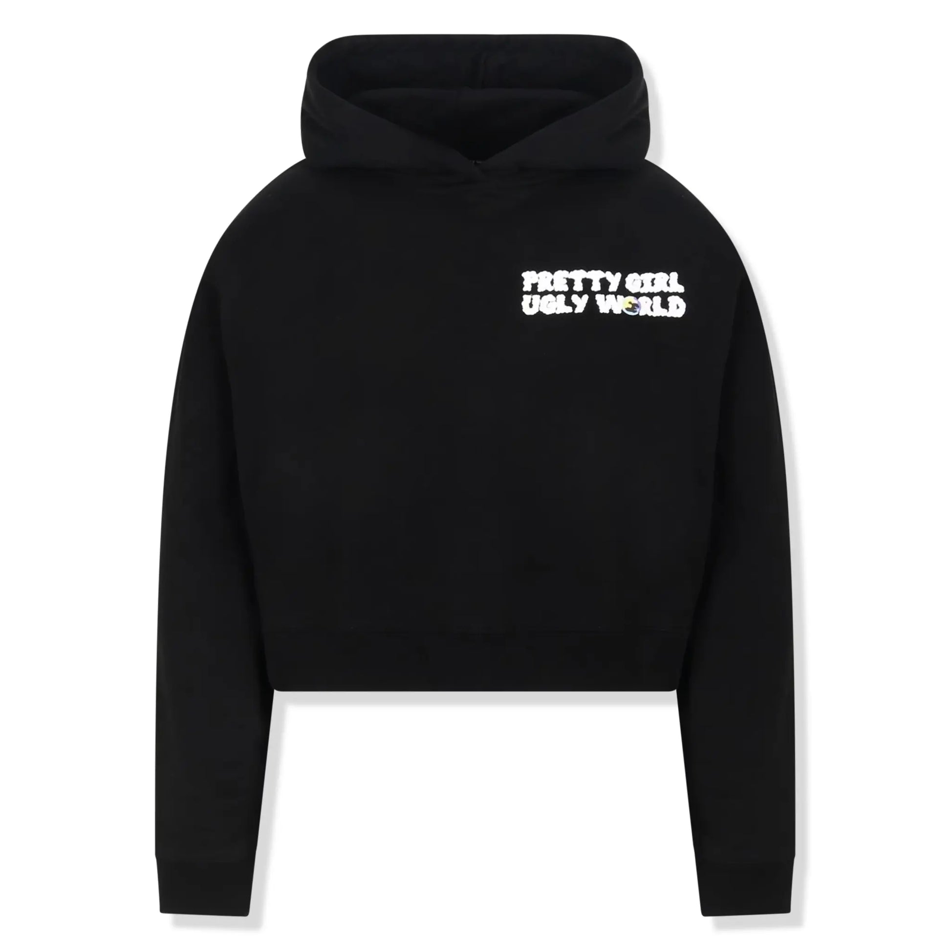 Pretty Girl Ugly World Cropped Black Hoodie (W)