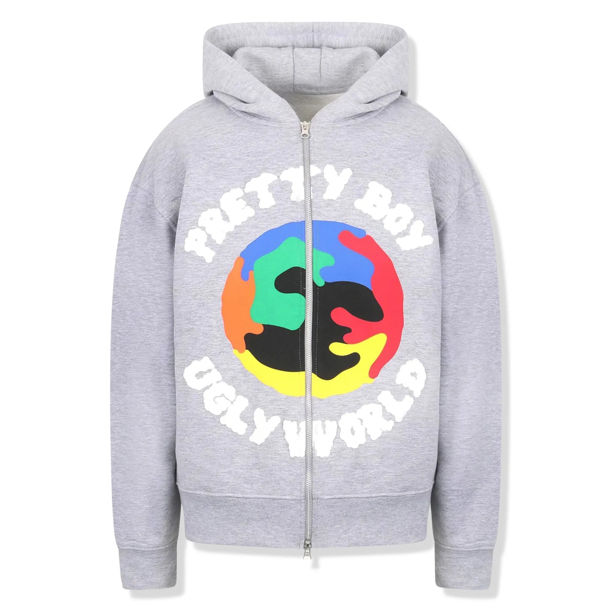 Pretty Boy Ugly World Grey Zip-Up Hoodie