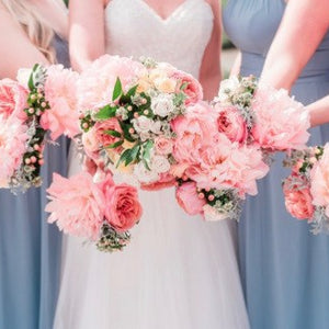 Colorful Blush Garden Rose and Dahlia Wedding