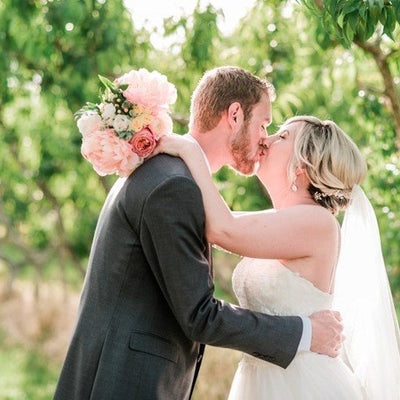 Colorful Blush Garden Rose and Dahlia Wedding