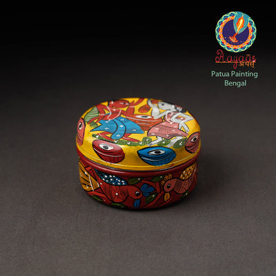 Bengal Patua Handpainted Stainless Steel Multi Utility Container