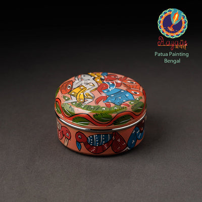 Bengal Patua Handpainted Stainless Steel Multi Utility Container