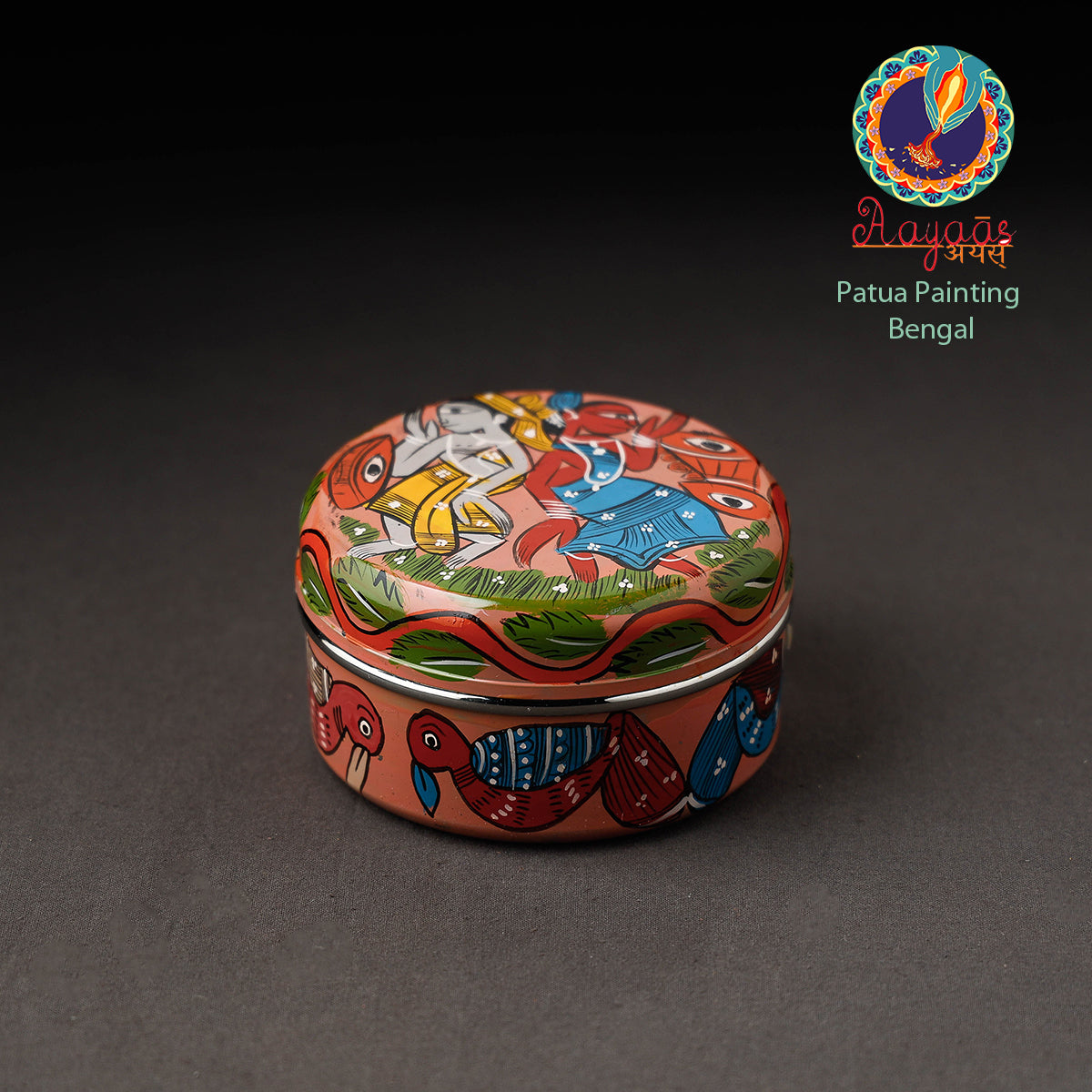 Bengal Patua Handpainted Stainless Steel Multi Utility Container