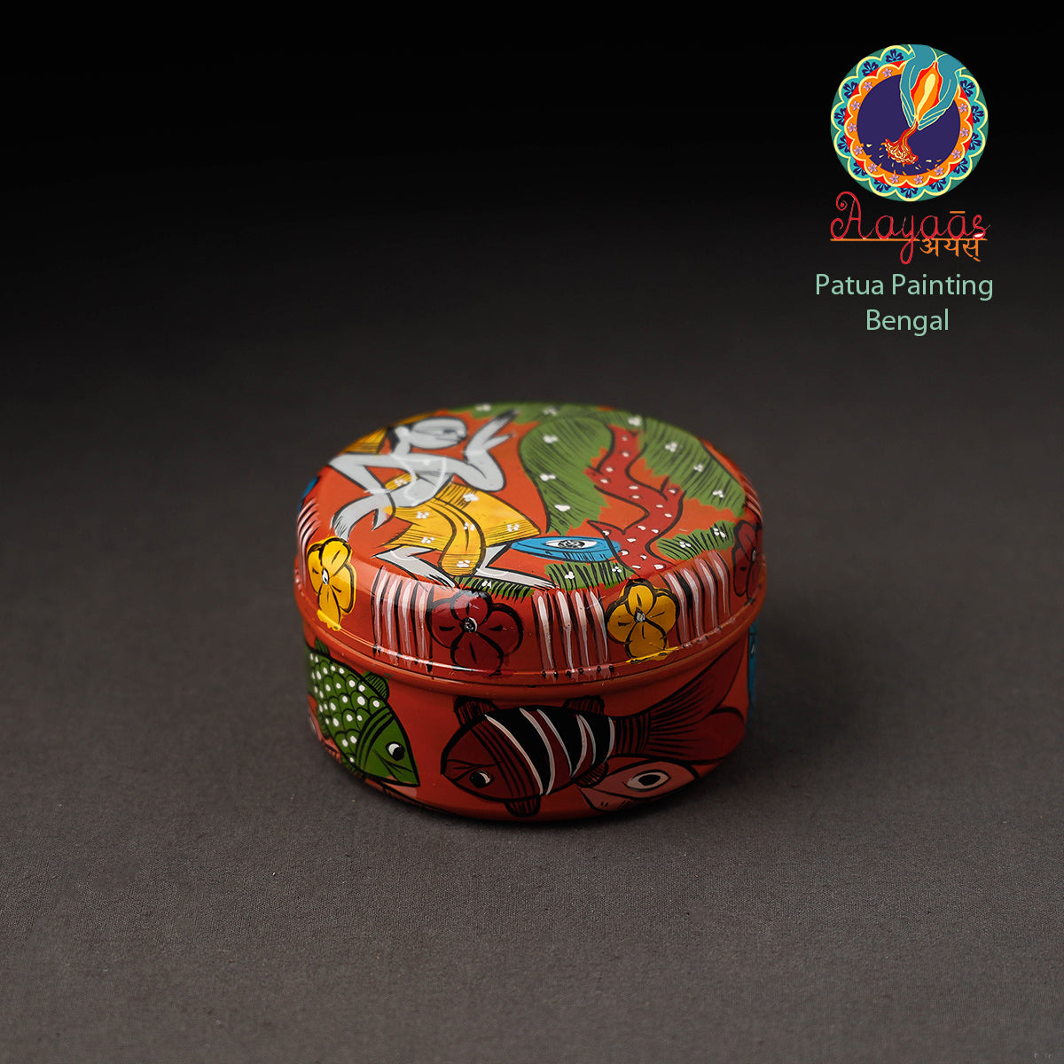 Bengal Patua Handpainted Stainless Steel Multi Utility Container
