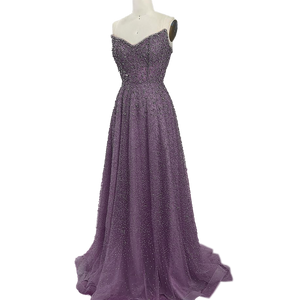 Dylan & Davids Long Strapless Hand Beaded Formal Couture Dress