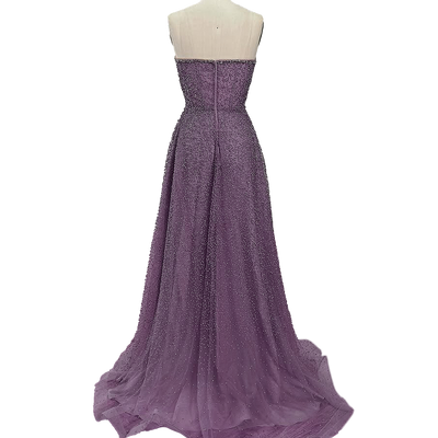 Dylan & Davids Long Strapless Hand Beaded Formal Couture Dress
