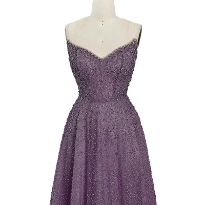 Dylan & Davids Long Strapless Hand Beaded Formal Couture Dress