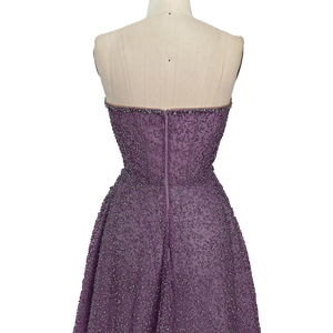 Dylan & Davids Long Strapless Hand Beaded Formal Couture Dress