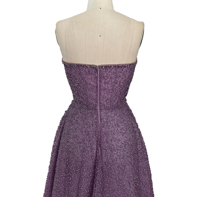 Dylan & Davids Long Strapless Hand Beaded Formal Couture Dress