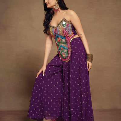 Purple Art Silk Georgette Top & Palazzo Co-Ord Set for Chic Fashion