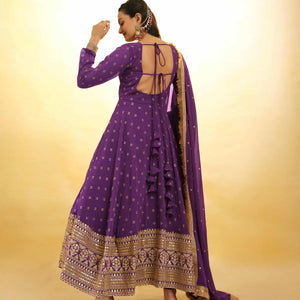 Purple Georgette Suit with Embroidery and Shantoon Bottom