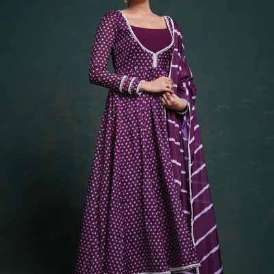 Purple Organza Dress with Charming Prints – Ready to Wear
