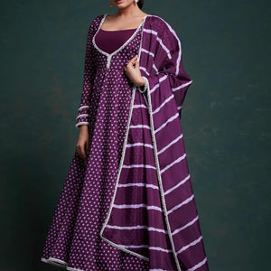 Purple Organza Dress with Charming Prints – Ready to Wear