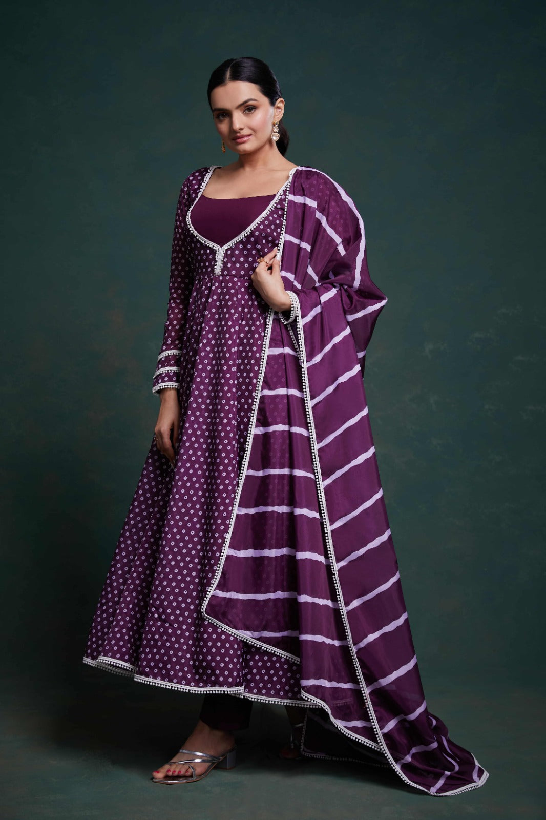 Purple Organza Dress with Charming Prints – Ready to Wear