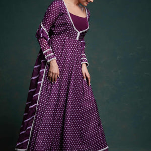 Purple Organza Dress with Charming Prints – Ready to Wear