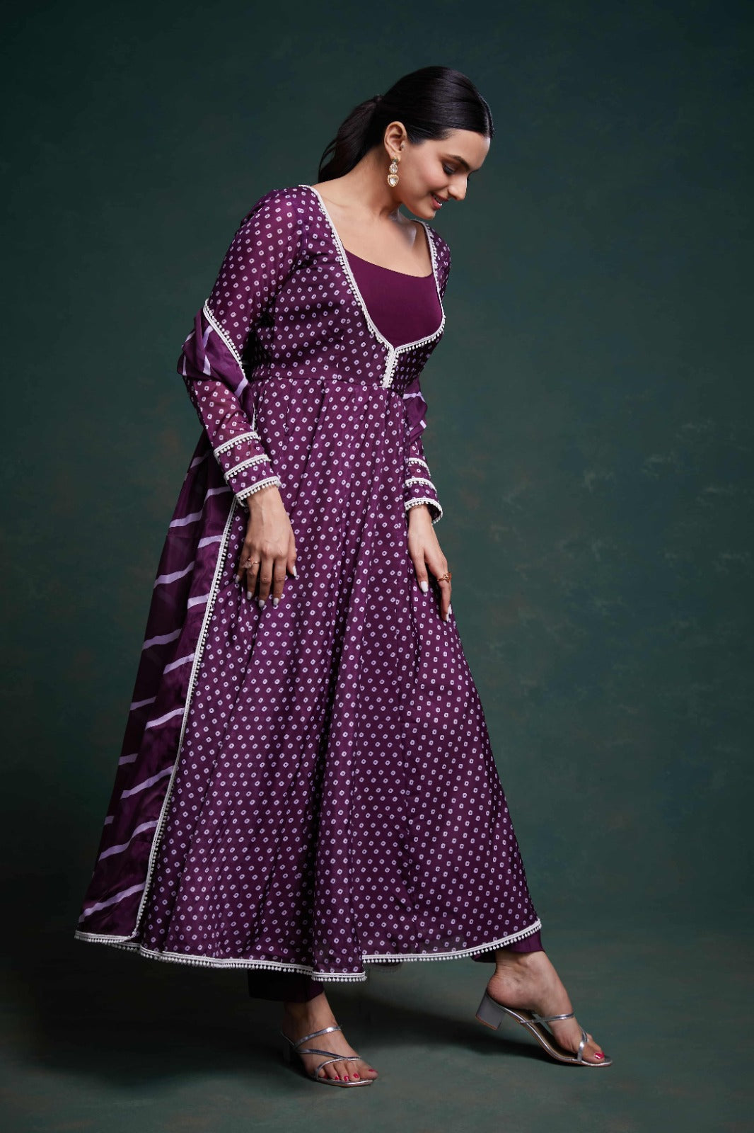 Purple Organza Dress with Charming Prints – Ready to Wear