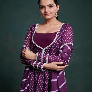 Purple Organza Dress with Charming Prints – Ready to Wear