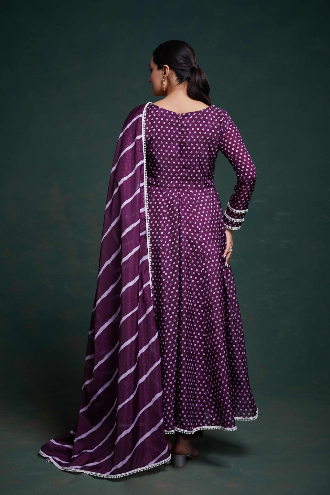 Purple Organza Dress with Charming Prints – Ready to Wear
