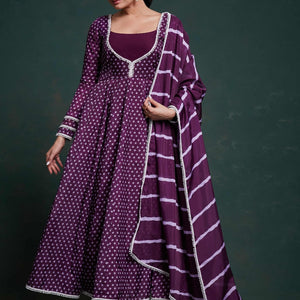 Purple Organza Dress with Charming Prints – Ready to Wear